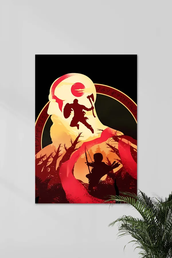 A_Spartan_God_Of_War_Ragnarok_Vector_Art_Game_Posters