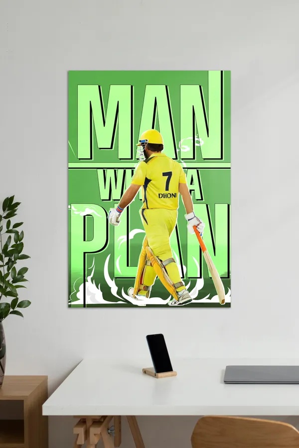 Man_With_A_Plan_Ms_Dhoni_Cricket_Poster