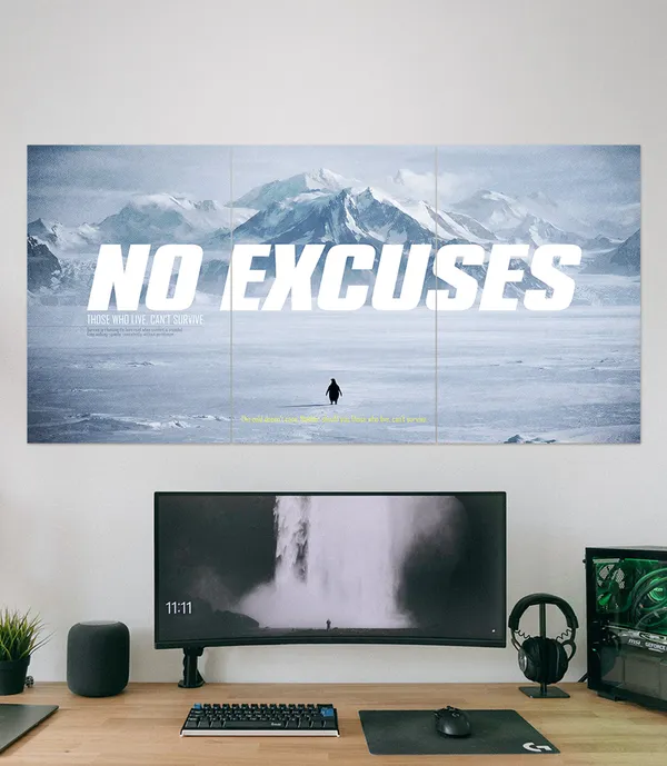 No_Excuses_The_Lone_Penguin_Motivational_3_Piece_Set