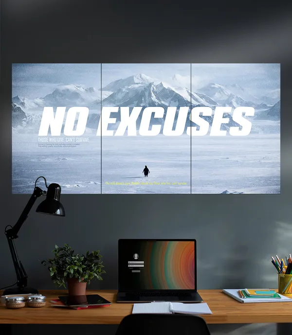 No_Excuses_The_Lone_Penguin_Motivational_3_Piece_Set