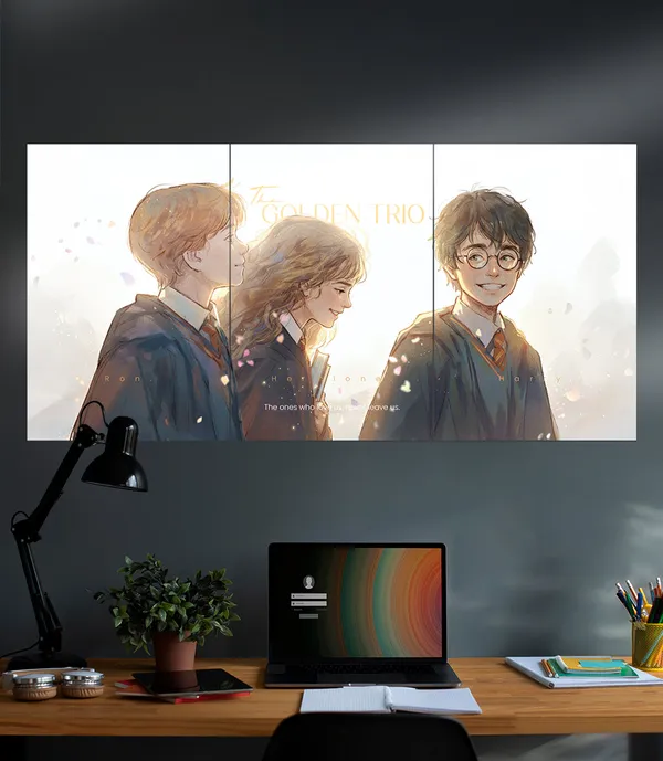 The_Golden_Trio_Harrypotter_Friendship_Art_3_Piece_Set