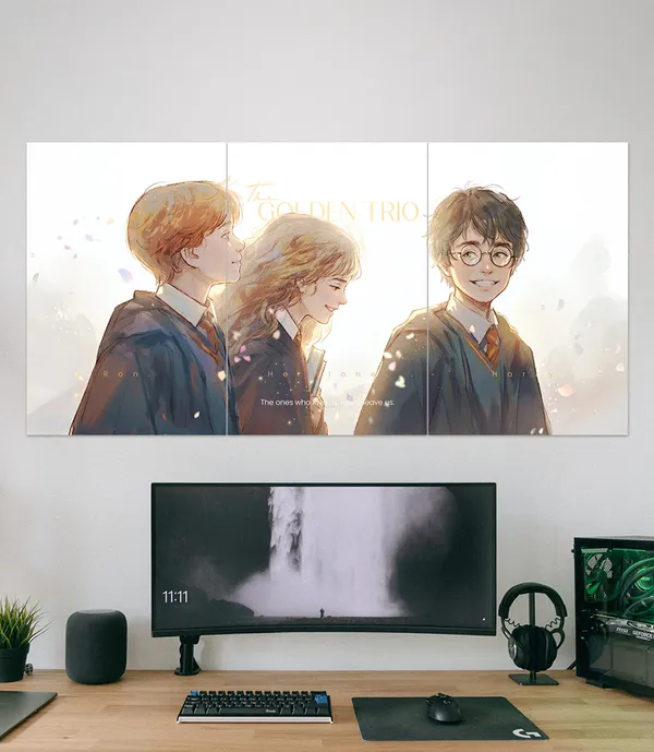 The_Golden_Trio_Harrypotter_Friendship_Art_3_Piece_Set