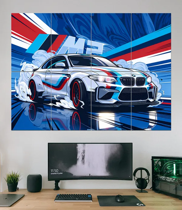 Bmw_M2_Vector_Style_Cars_8_Panel_Split_Wall_Set
