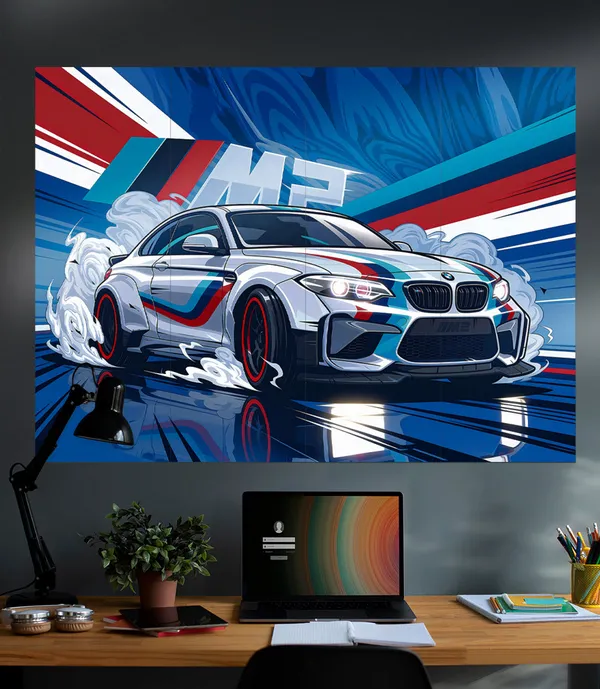 Bmw_M2_Vector_Style_Cars_8_Panel_Split_Wall_Set