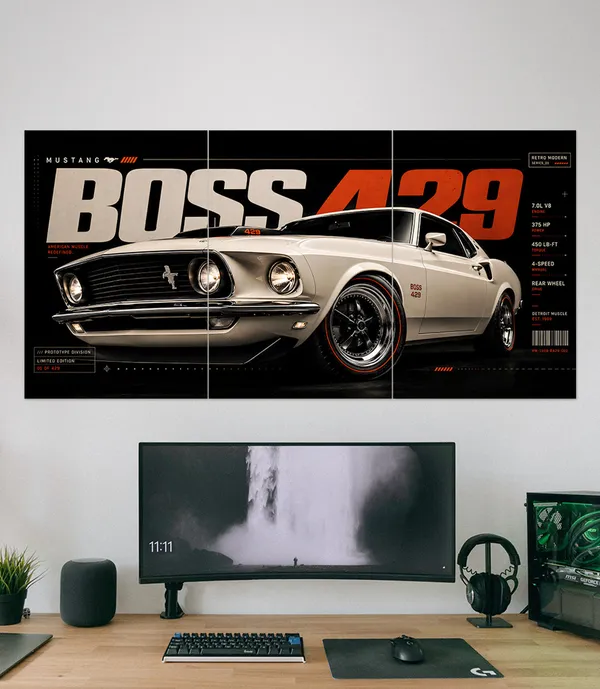 Ford_Mustang_Boss_429_Retro_Muscle_Car_3_Piece_Set