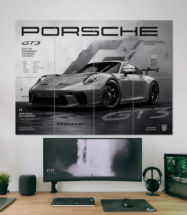 Porsche_911_Gt3_Minimal_Motorsport_Wall_Art_8_Panel_Split_Wall_Set