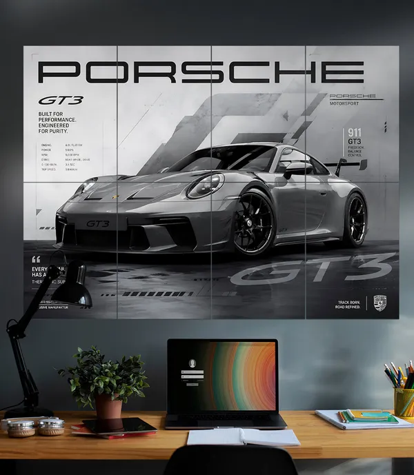 Porsche_911_Gt3_Minimal_Motorsport_Wall_Art_8_Panel_Split_Wall_Set