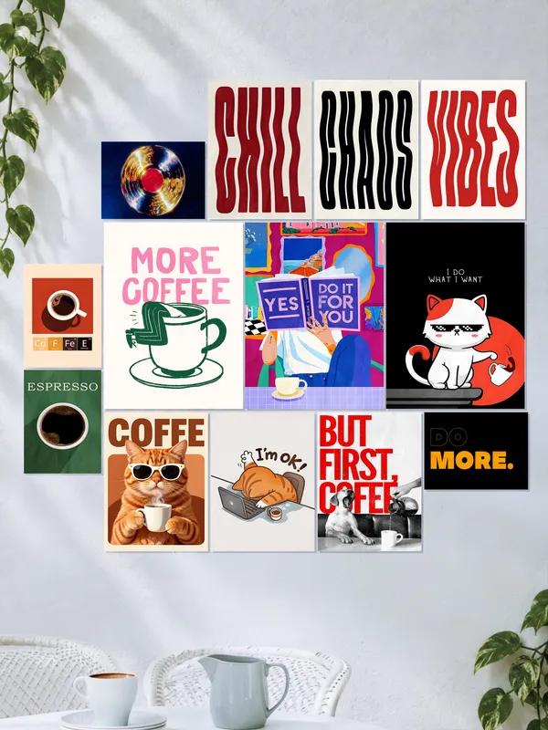 More_Coffee_And_Chill_Wall_Setup_Cafe_Aesthetic_13_Piece_A3_A4_A5_Mix_Pack_Default_Title