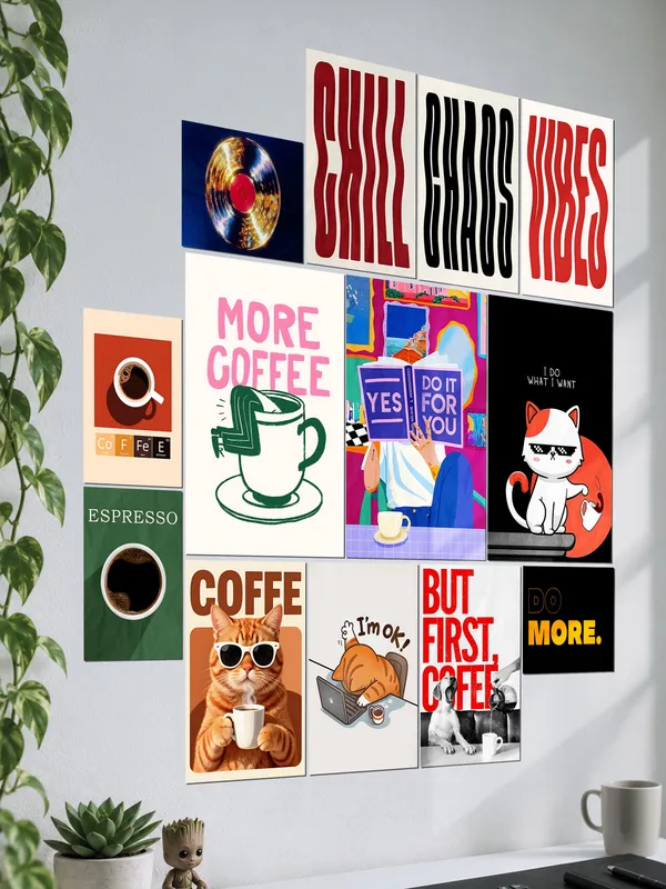 More_Coffee_And_Chill_Wall_Setup_Cafe_Aesthetic_13_Piece_A3_A4_A5_Mix_Pack_Default_Title