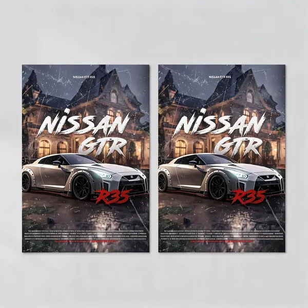 White_Nissan_Gtr_R35_Concept_Cars_04_Car_Posters_-_Pack_Of_2
