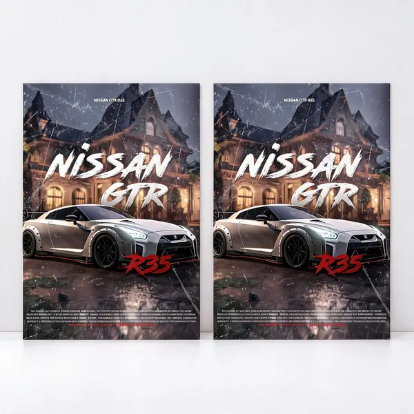 White_Nissan_Gtr_R35_Concept_Cars_04_Car_Posters_-_Pack_Of_2