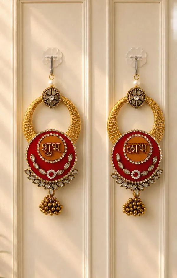 Plastic_Traditional_Gold_Tone_Shubh_Labh_Door_Hanging_Pair_Pack_Of_2