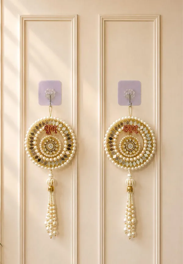 Plastic_Pearl_Embellished_Shubh_Labh_Wall_Hanging_Set