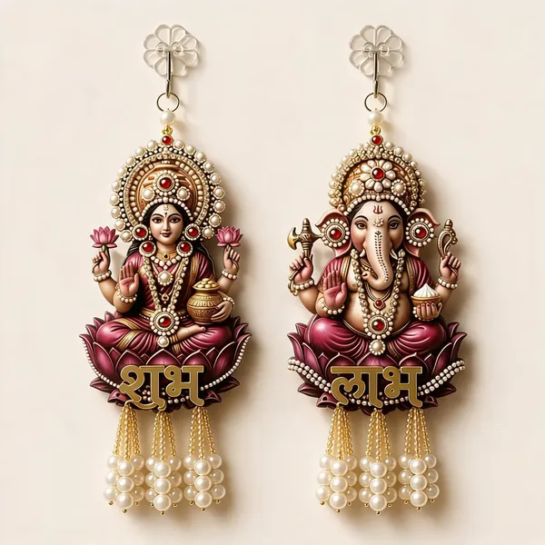 Plastic_Devotional_Lakshmi_Ganesha_Lotus_Wall_Hanging_Set_Pack_Of_2