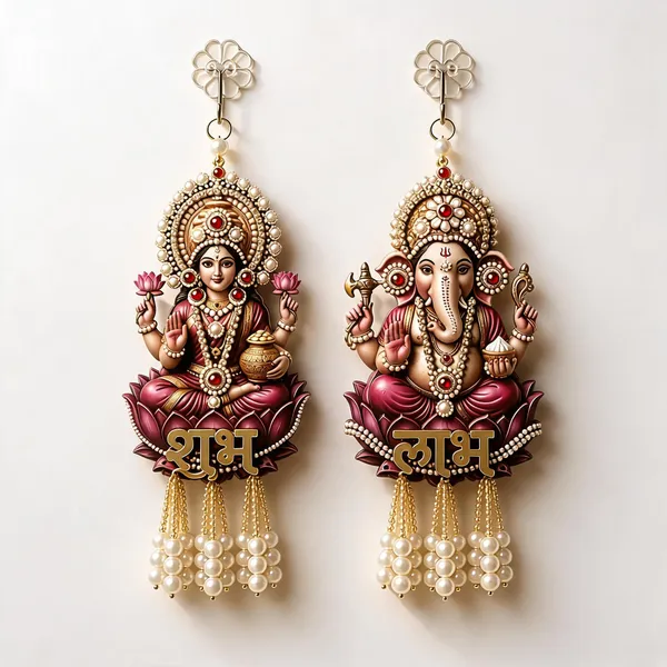 Plastic_Devotional_Lakshmi_Ganesha_Lotus_Wall_Hanging_Set_Pack_Of_2