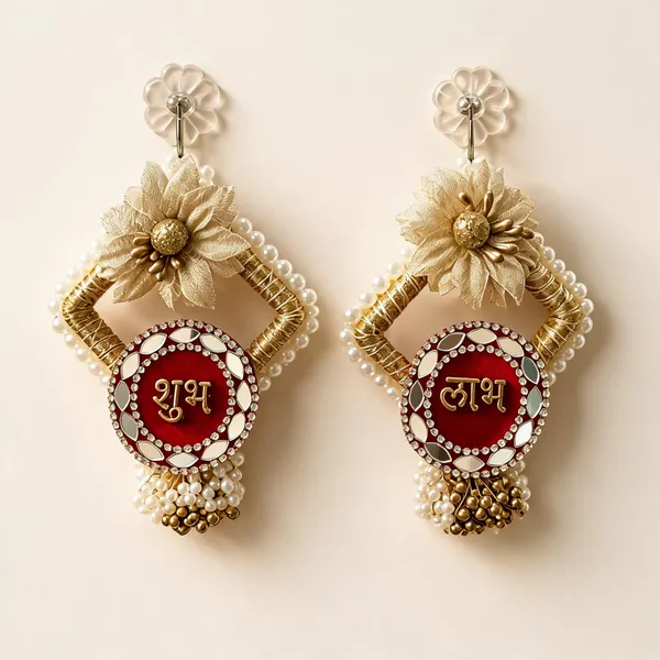 Plastic_Traditional_Floral_Shubh_Labh_Wall_Hanging_Pair_Pack_Of_2