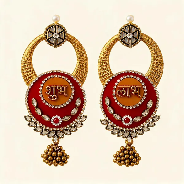 Plastic_Traditional_Gold_Tone_Shubh_Labh_Door_Hanging_Pair_Pack_Of_2