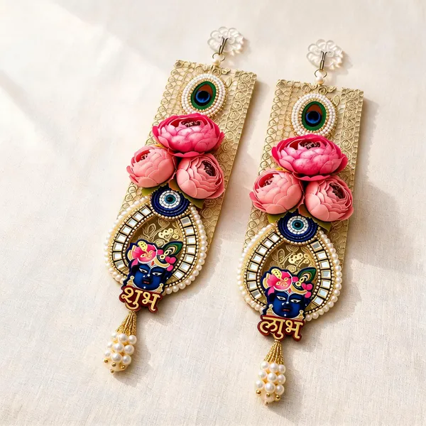 Plastic_Traditional_Floral_Shubh_Labh_Door_Hanging_Pair