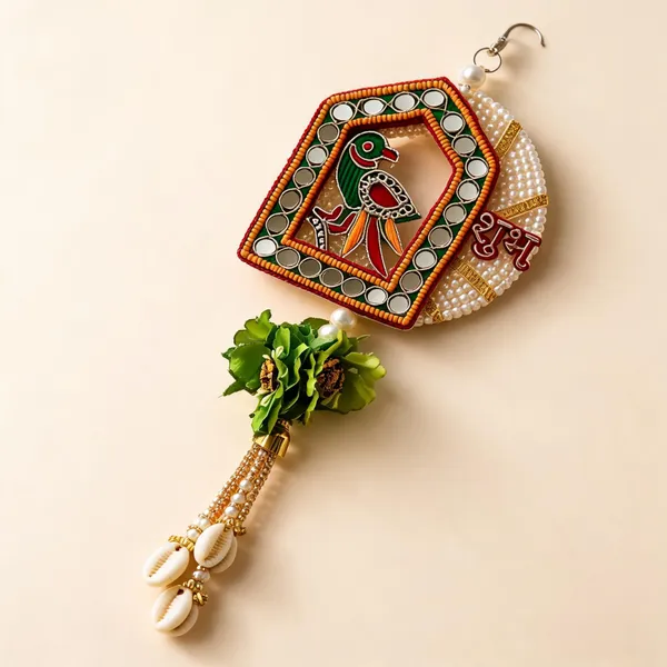 Plastic_Bead_Traditional_Peacock_Shubh_Labh_Door_Hanging