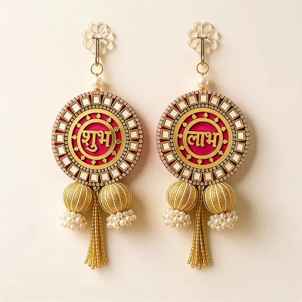 Plastic_Traditional_Gold_Tone_Shubh_Labh_Wall_Hanging_Pair