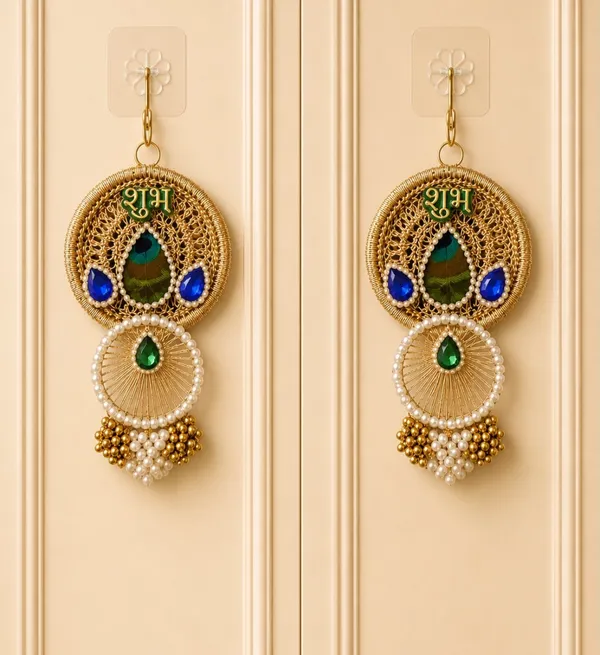 Plastic_Festive_Peacock_Shubh_Labh_Gold_Tone_Door_Toran_Pack_Of_2