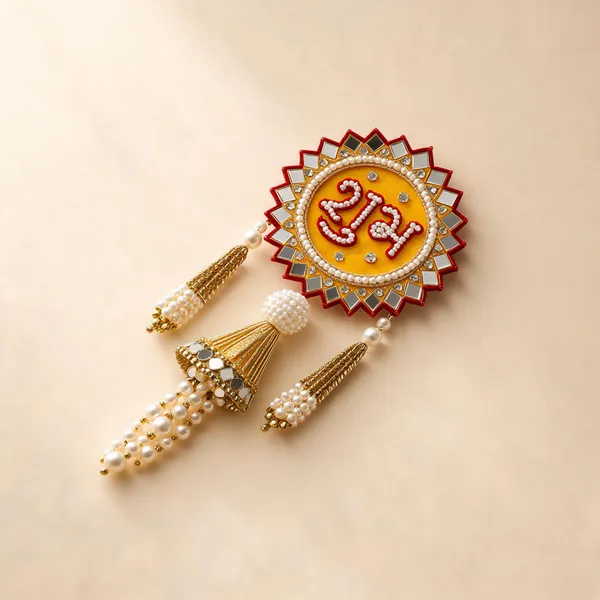 Plastic_Festive_Sunburst_Shubh_Labh_Gold_Tone_Pearl_Drop_Door_Hanging