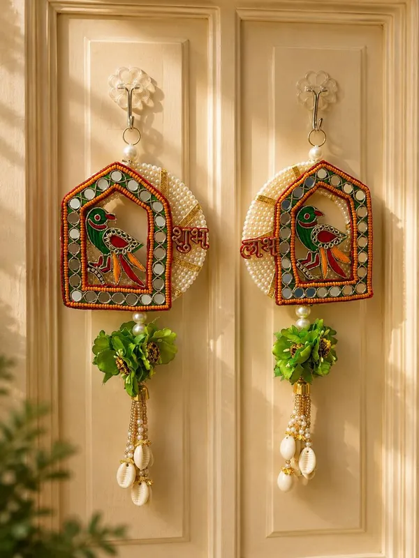 Plastic_Bead_Traditional_Peacock_Shubh_Labh_Door_Hanging