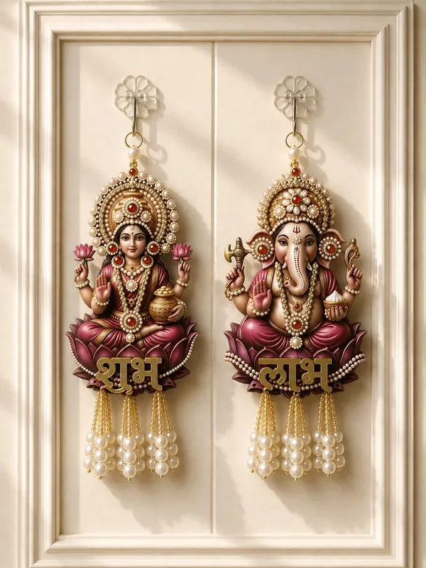 Plastic_Devotional_Lakshmi_Ganesha_Lotus_Wall_Hanging_Set_Pack_Of_2
