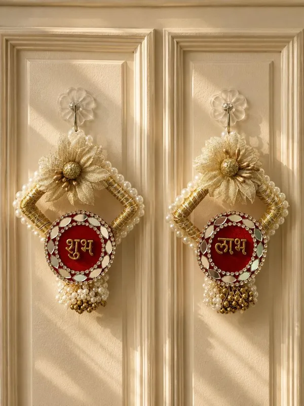 Plastic_Traditional_Floral_Shubh_Labh_Wall_Hanging_Pair_Pack_Of_2