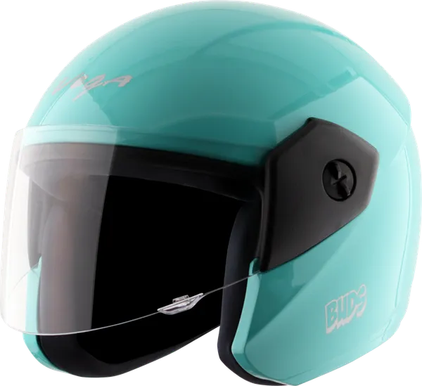 Vega_Turquoise_Open_Face_Motorcycle_Helmet_With_Clear_Visor