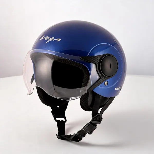 Vega_Blue_Open_Face_Motorcycle_Helmet_With_Clear_Visor