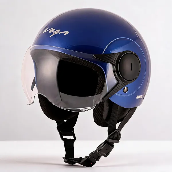 Vega_Blue_Open_Face_Motorcycle_Helmet_With_Clear_Visor