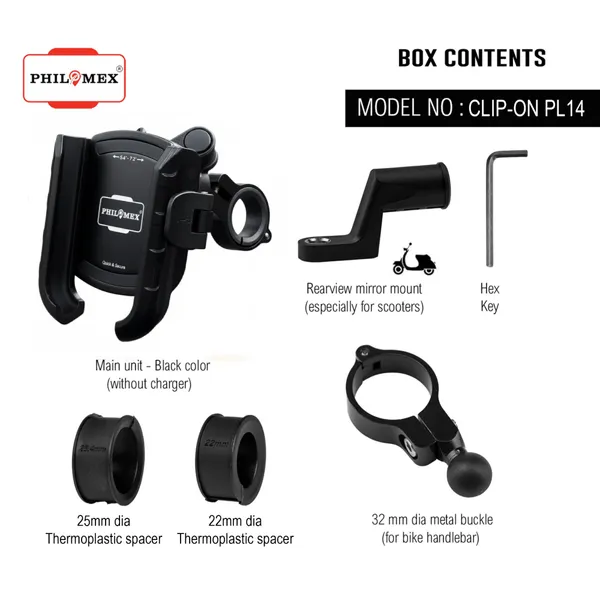 Phinolix_Black_Handlebar_Clamp_Bike_Phone_Holder