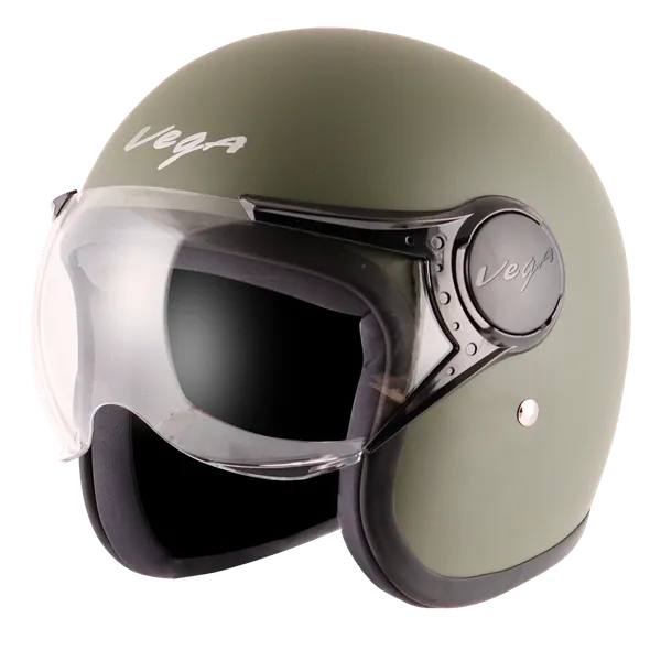 Vega_Olive_Green_Abs_Open_Face_Helmet_Clear_Visor