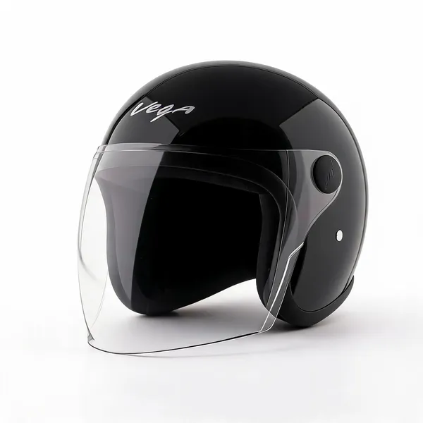 Vega_Black_Abs_Open_Face_Motorcycle_Helmet_With_Clear_Visor