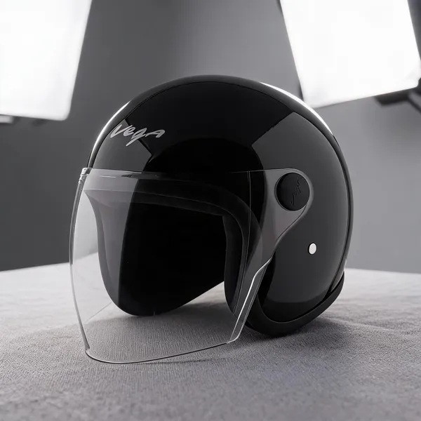 Vega_Black_Abs_Open_Face_Motorcycle_Helmet_With_Clear_Visor