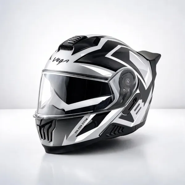 Vega_Black_Silver_Full_Face_Motorcycle_Helmet_With_Dual_Visor