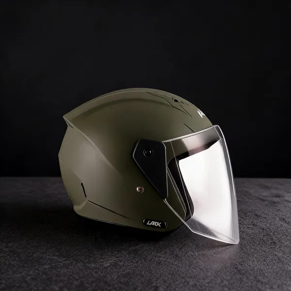 Vega_Olive_Open_Face_Motorcycle_Helmet_With_Extended_Visor