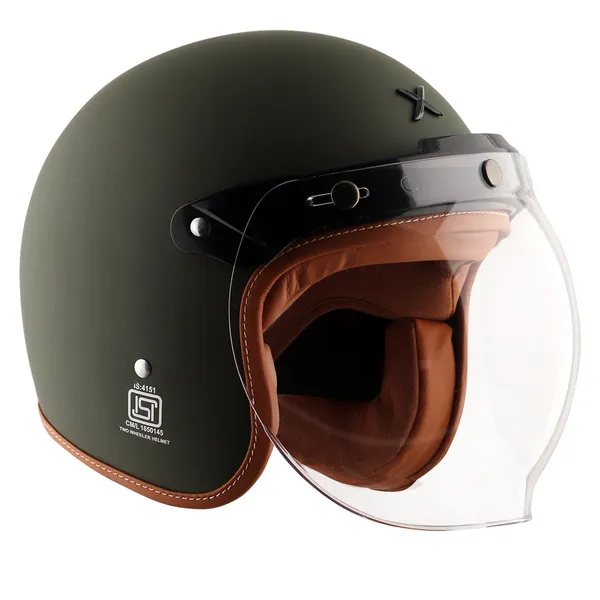 Axor_Black_Fibreglass_Open_Face_Motorcycle_Helmet_With_Clear_Visor