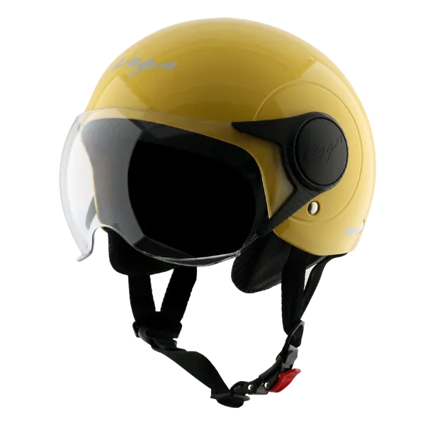 Vega_Yellow_Open_Face_Motorcycle_Helmet_With_Tinted_Visor