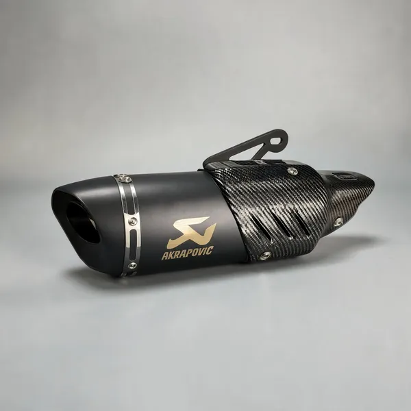Black_Stainless_Steel_Motorcycle_Exhaust_Muffler_With_Carbon-Pattern_Heat_Shield