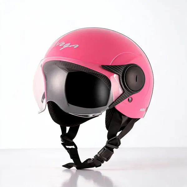 Vega_Pink_Open_Face_Motorcycle_Helmet_With_Clear_Visor
