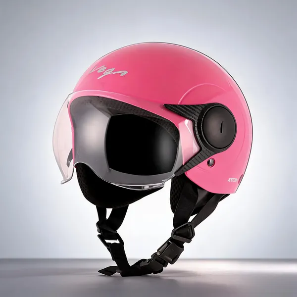 Vega_Pink_Open_Face_Motorcycle_Helmet_With_Clear_Visor
