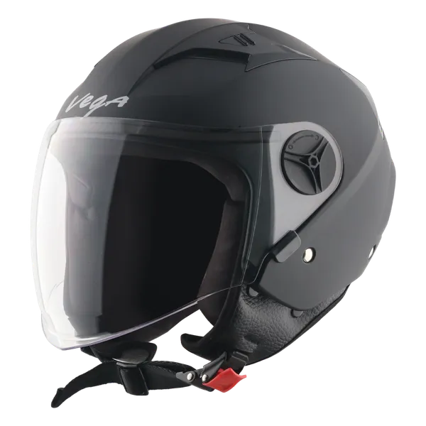 Vega_Black_Open_Face_Motorcycle_Helmet_With_Quick-Release_Buckle