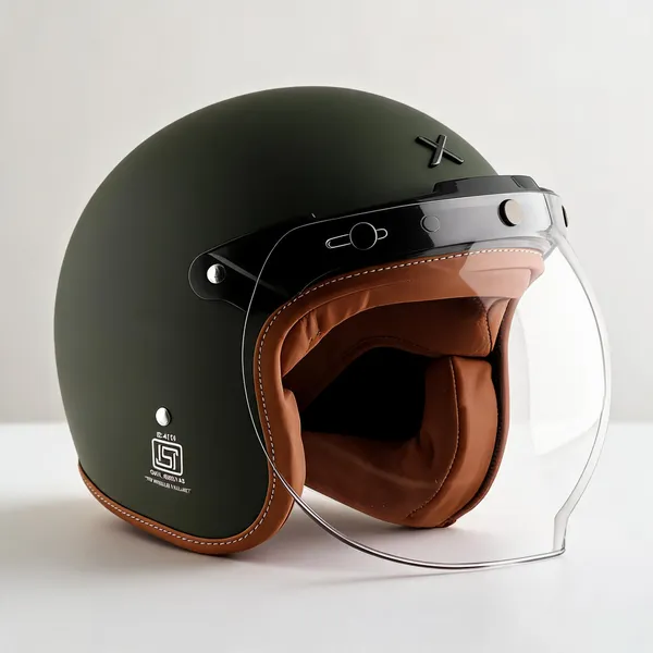 Axor_Black_Fibreglass_Open_Face_Motorcycle_Helmet_With_Clear_Visor