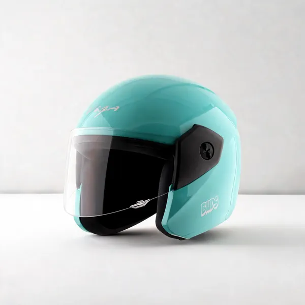Vega_Turquoise_Open_Face_Motorcycle_Helmet_With_Clear_Visor