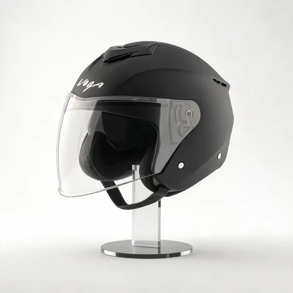 Vega_Black_Abs_Open_Face_Motorcycle_Helmet_With_Clear_Visor