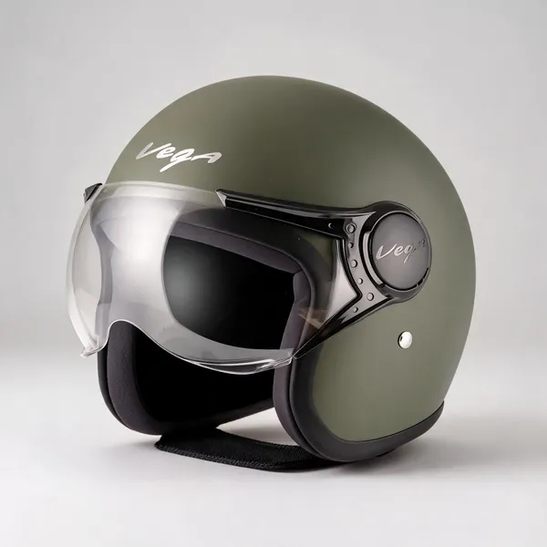 Vega_Olive_Green_Abs_Open_Face_Helmet_Clear_Visor