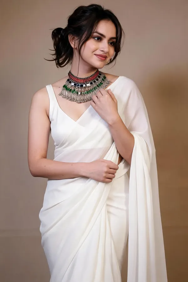 Premium_White_Fendy_Satin_Ready_To_Wear_Saree_With_Unstitched_Blouse