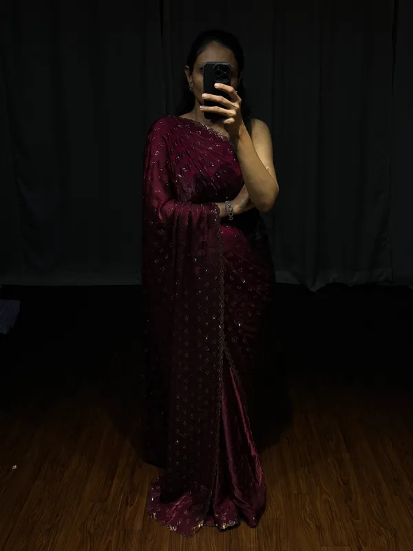 Ruhani_Royal_Maroon_Wine_Swarovski_Designer_Saree